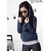 Amanda49 Stylish Diagonal Zipper Long Sleeves Hood Coat For Women