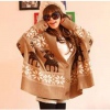 Amanda49 Popular Deep V-Neck Deer Patterns Stripes Bat-Wing Sleeves Special Button Coat For Women
