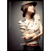 Amanda49 Cotton Round Neckline Apricot Half Sleeve Coat--Women's Coats