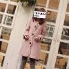 Amanda49 Lovely and Charming Wave Hem Flower Shape Button Pink Long Sleeves Fleeces Hood Coat For Women