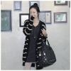 Amanda49 Concise and Leisure Deep V-Neck Single-Breasted Stripes Long Sleeves Acrylic Coat For Women