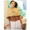 Amanda49 Super Cute and Charming Lapel Apricot Wool Ball Pendant Single-Breasted Acrylic Cloak For Women