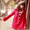 Amanda49 Charming Dismountable Double-Breasted Wool Ball Pendant Red Long Sleeves Fleeces Coat For Women