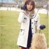 Amanda49 Cute and Charming Round Neckline Single-Breasted Many Pockets White Long Sleeves Coat For Women