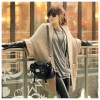 Amanda49 Street Fashion Style Double Pocket Bat-Wing Sleeves Light Grey Long Sleeves Acrylic Coat For Women