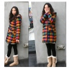 Amanda49 Western Fashion Loose and Comfortable Long Sleeve Plaid Coat