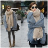 Amanda49 Charming and Concise Deep V-Neck Double Pockets Long Sleeves Acrylic Coat For Women