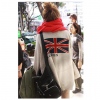 Amanda49 Classic Deep V-Neck Double Pockets Single-Breasted American Flag Patterns Back Decorated Long Sleeves Coat For Women
