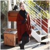 Amanda49 Comfortable Deep V-Neck Double Shallow Pockets Red Long Sleeves Coat For Women