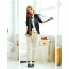Amanda49 Lovely and Unique Style Dot Pattern Bandage Decorated Cuff Hem Coat For Female