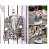 Amanda49 Fashion and Casual Style Zipper and Chuzzle Decorated Zebra Pattern Hooded Coat For Female