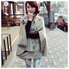 Amanda49 High Collar Buckle Special Design Button Beige Bat-Wing Sleeves Dust Coat For Women