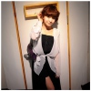 Amanda49 Mix Match Lace-Up Frills White Long Sleeves Chiffon Coat For Women