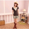 Amanda49 Casual Cotton Short Trousers With Bowknot Belt For Women
