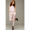 Amanda49 Sexy Deep V-Neck Pink Cotton Jumpsuit