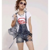 Amanda49 Stylish Elastic Jeans Short Overalls For Women
