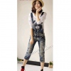 Amanda49 Charming Cotton+Jeans Two Wear Three Quarter Overalls For Women