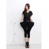 Amanda49 Elegant and Lovely V-Neck Frills Layered Waisted Elastic Cotton Jumpsuits For Women