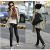 Amanda49 Simple Zipper Embellished Black Elastic Jeans For Women