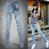 Amanda49 Leisure and Popular Sky Blue Elastic Feet Jeans For Women
