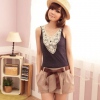 Amanda49 Sweety and Slim Frills Cotton Blend Fabric Short Trousers For Women