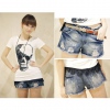 Amanda49 Fashionable Painted Beads Embellished Short Jeans--Women's Jeans