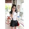 Amanda49 Charming Frill Baldric Detachable Black Cotton Suspender Trousers For Women