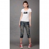 Amanda49 Fashionable Broken Style Jeans Three Quarter Pants For Women