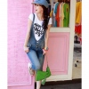 Amanda49 Charming Jeans Dark Blue Three Quarters of Overalls For Women