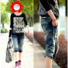 Amanda49 Fashionable Mix-Matched Harem Jeans