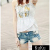 Amanda49 Charming Low Waist Special Mill White Style Sky Blue Short Jeans For Women