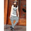 Amanda49 Stylish Zebra-Stripe Cotton Trousers For Women