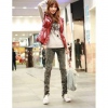 Amanda49 Fashionable and Slim Iron Buttons Design Pencil Jeans