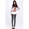 Amanda49 Fashionable Korea Style Rhinestone Embellished Ripped Pencil Jeans