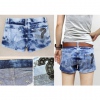 Amanda49 Mix-Matched Asymmetrical Color Washed Casual Short Jeans