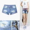 Amanda49 New Arrival Simple Design Low Waist Mix-Matched Short Jeans