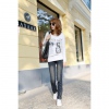 Amanda49 New Arrival Inclined Zipper Embellished Leg Opening Pecil Jeans