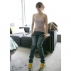 Amanda49 Stylish Skull Head Embellished Pocket Slim Pencil Jeans