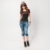 Amanda49 Hot Sale Korea Style Snow Blue Baggy Jeans