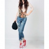 Amanda49 Stylish Korea Fashion Blue Nine Points Jeans