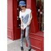 Amanda49 Fashionable and Slim Black Tie-Dye Pencil Jeans