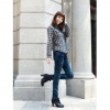Amanda49 Slim and High Elastic Korea Fashion Blue Ripped Jeans
