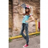 Amanda49 Fashionable Korea Style Snow Ripped Pencil Jeans