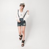 Amanda49 Stylish Rolled Hem Design Short Overalls