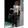 Amanda49 Simple and Casual Style Strips Pattern Tube Dress Jumpsuit