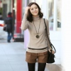 Amanda49 Warming Mix Match Thick Short Worsted+Cotton+Nylon Trousers For Women