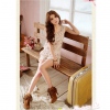 Amanda49 New Arrival Romantic Rose Patterns Round Neckline Lace Embellished Hem Sleeveless Chiffon Jumpsuit