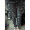 Amanda49 Stylish Tie-Dye Embellished Special Front Design Elastic Waist Trousers