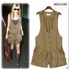 Amanda49 Weatern Fashion Casual Style Deep V-Neckline Sleeveless Short Jumpsuit