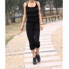 Amanda49 Sexy and Fashionable Round Neckline Front Layered Lace Embellished Sleeveless Jumpsuit